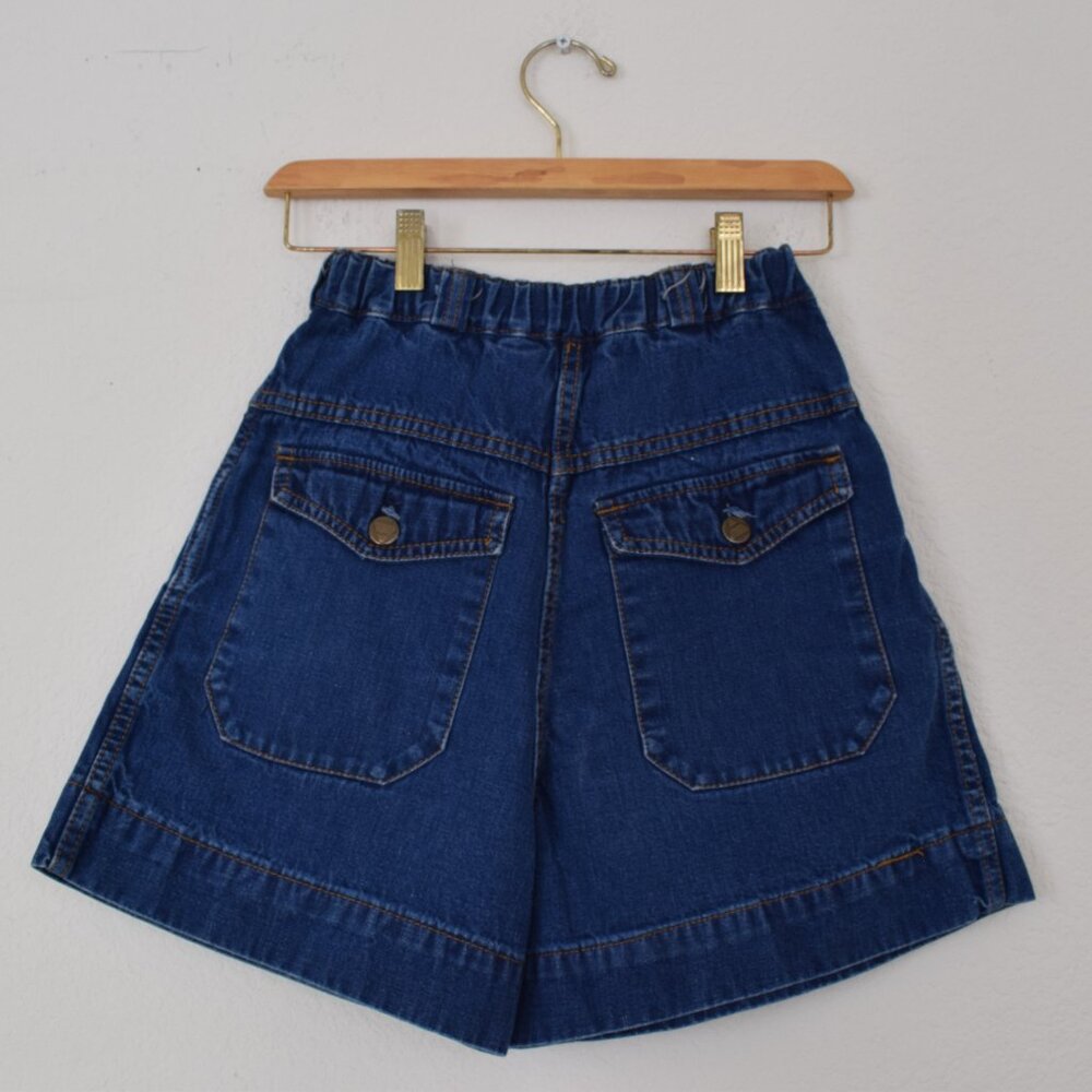 Vintage 1980s Blue‎ High-Waisted Cotton Shorts by Liz Claiborne | 22-24 waist - Picture 3 of 13